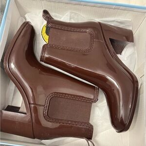 Jeffrey Campbell Glossy Brown Heeled Boots